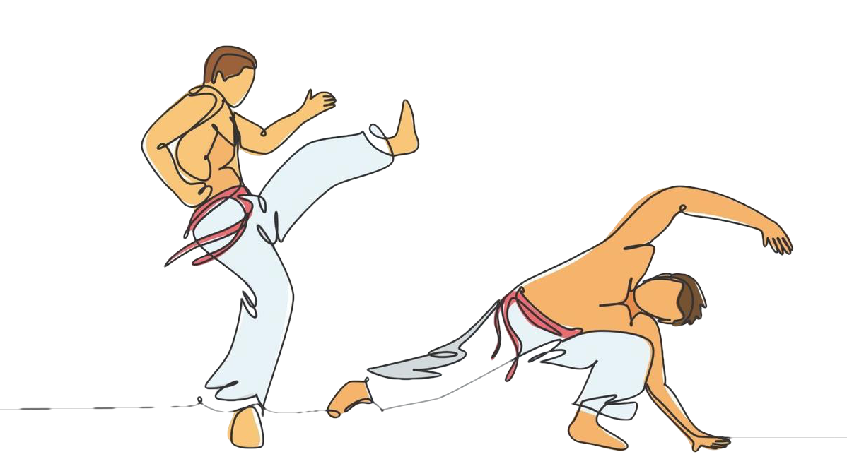 Two men practicing capoeira